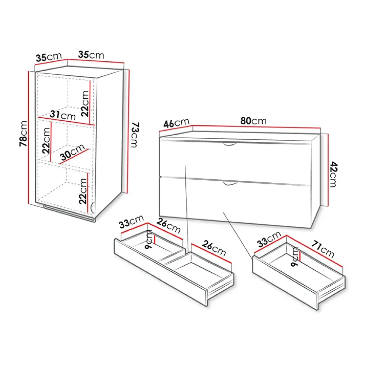 Mobile bagno sospeso 80cm con pensile bianco Hakone 3