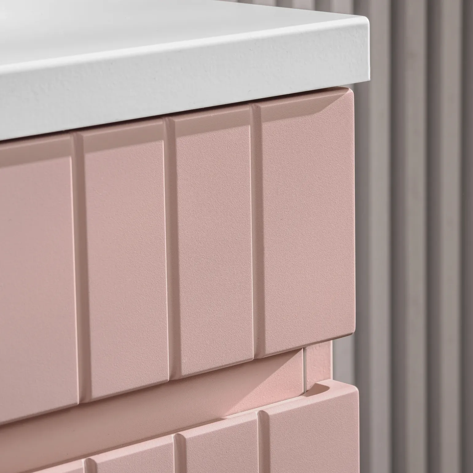 Mobile bagno sospeso 100cm cannettato 1 cassettone rosa Autentic