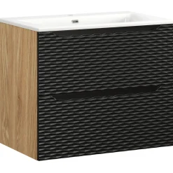 Mobile bagno sospeso 70cm con lavabo da incasso nero rovere Swim