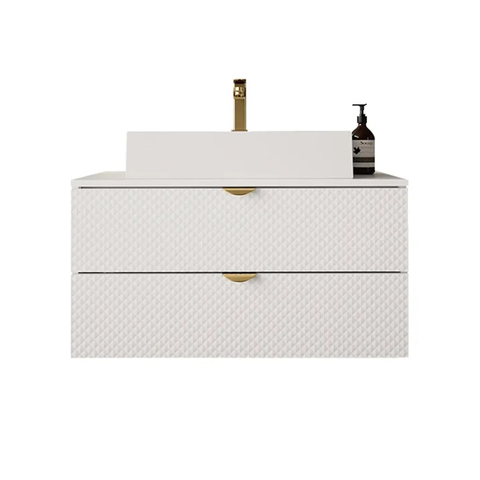 Mobile bagno sospeso 80cm con lavabo 2 cassetti bianco Hakone 4