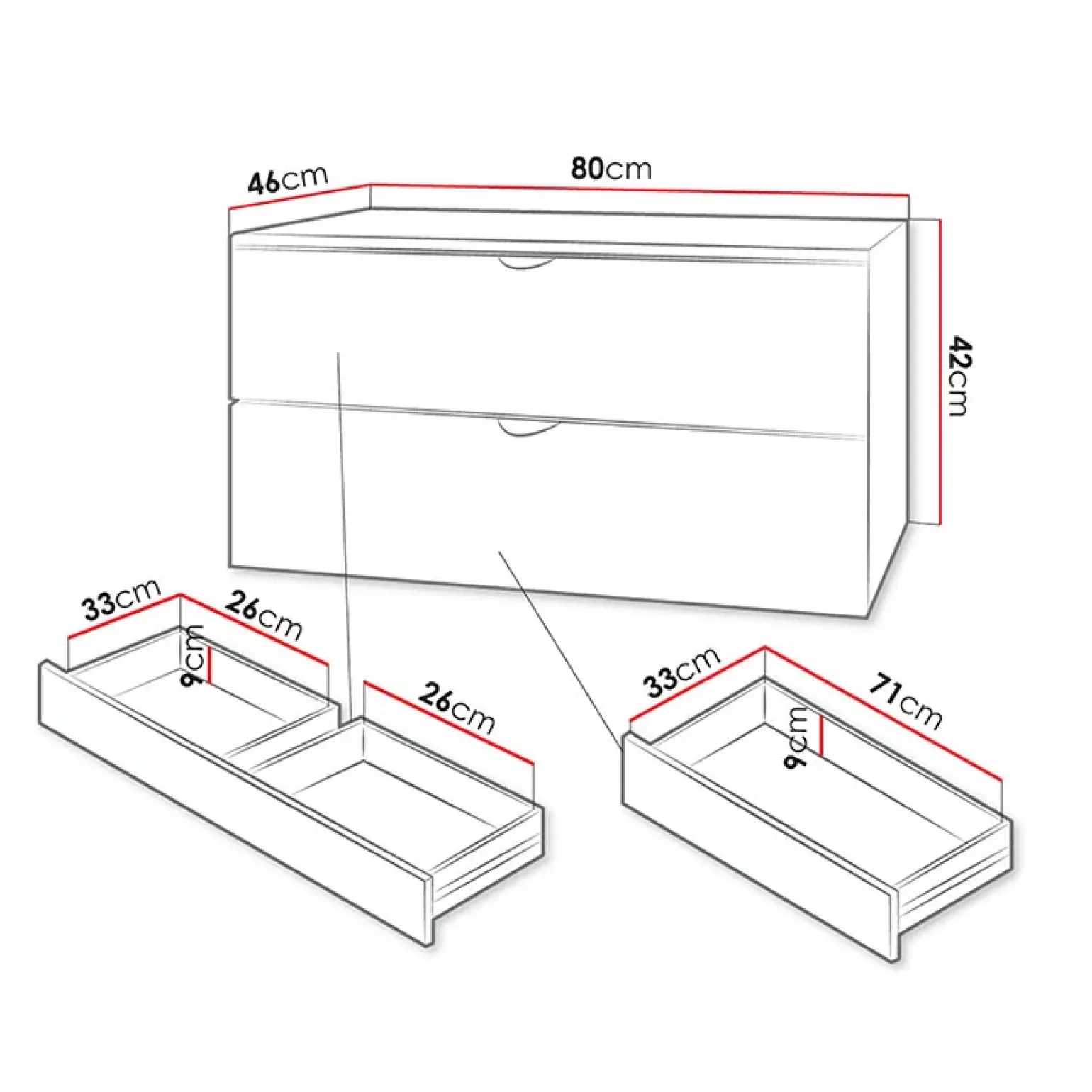 Mobile bagno sospeso 80cm con lavabo 2 cassetti bianco Hakone 4