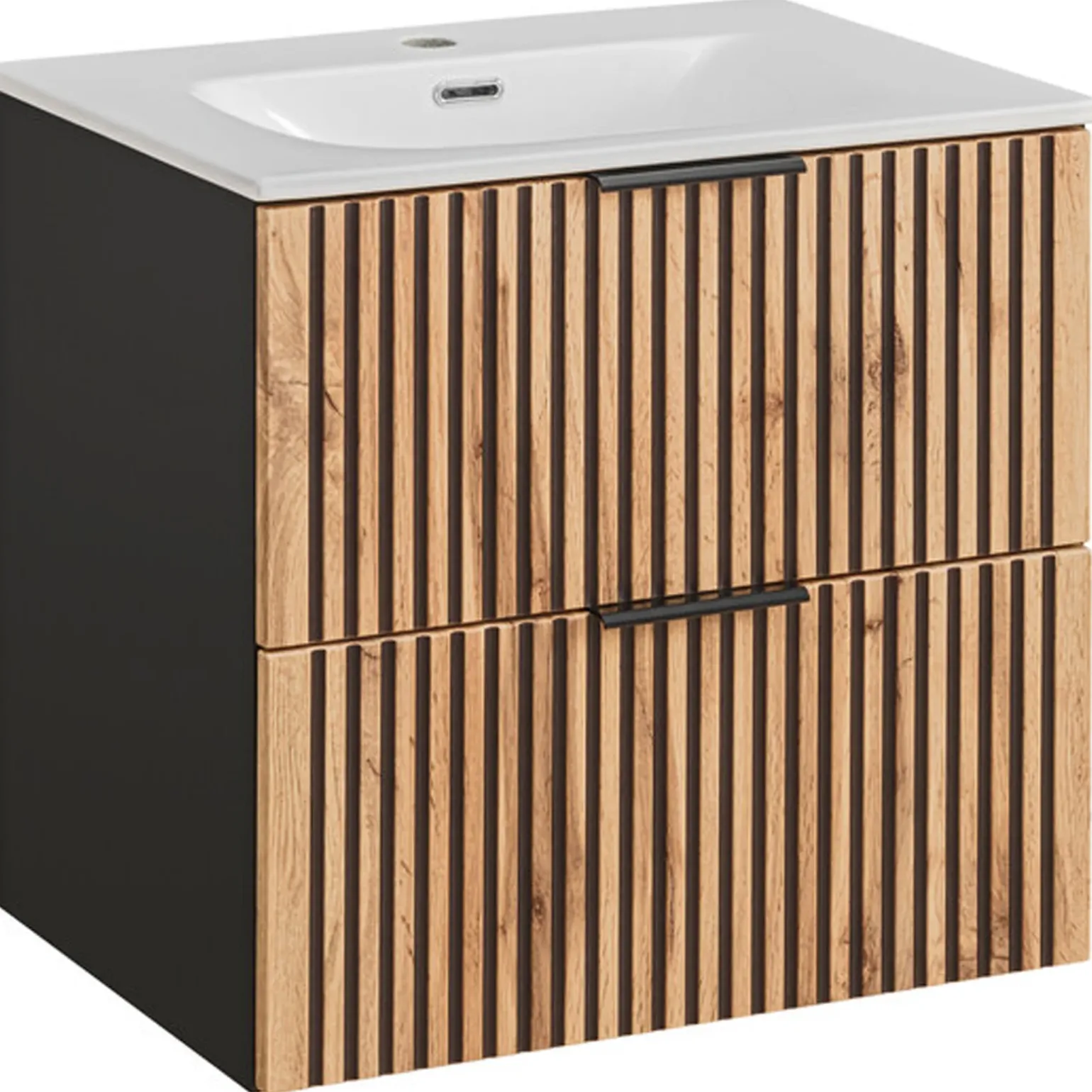 Mobile bagno sospeso 60cm cm con lavabo quercia antracite Limpid