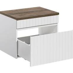 Mobile bagno sospeso 60cm cannettato con lavabo, colonna e specchio bianco Autentic