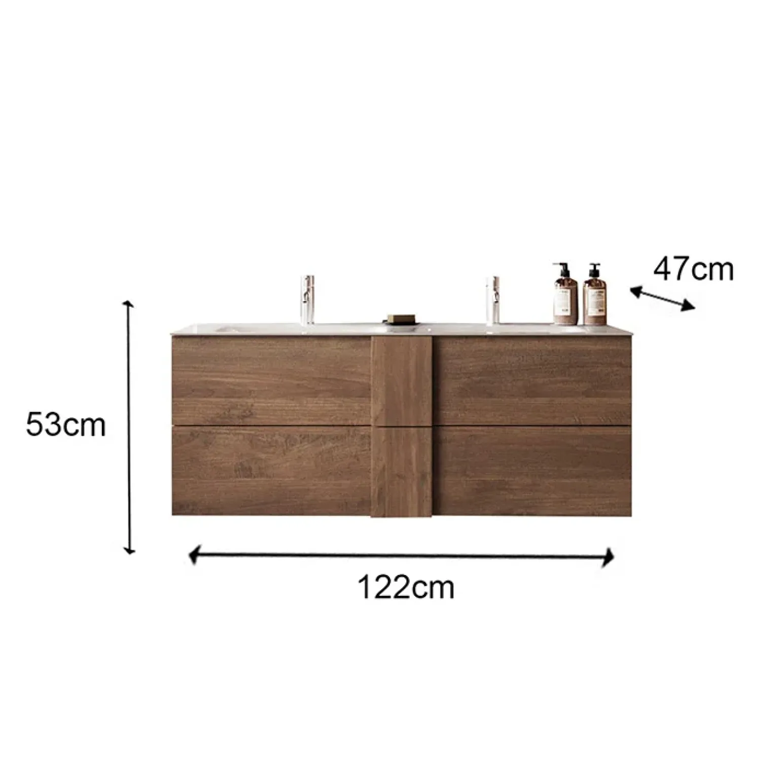 Mobile bagno sospeso 120cm con doppio lavabo e specchio rovere Alvarez