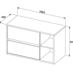 Mobile bagno sospeso 100cm con lavabo, specchio e colonna rovere antracite Stony