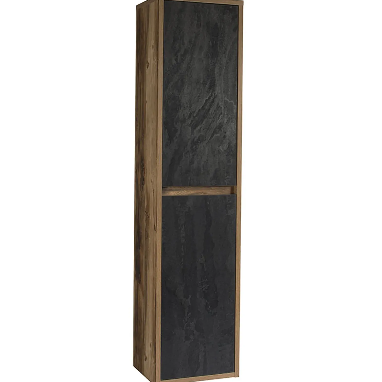 Mobile bagno sospeso 100cm con lavabo, specchio e colonna rovere antracite Stony
