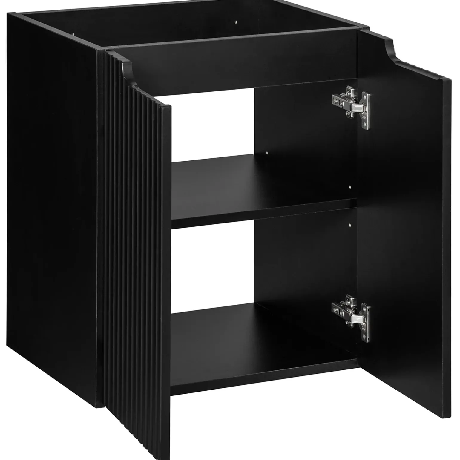 Mobile bagno sospeso 50cm cannettato con lavabo 2 ante nero Cleany