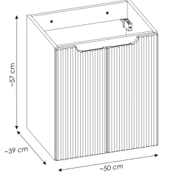 Mobile bagno sospeso 50cm cannettato con lavabo 2 ante nero Cleany
