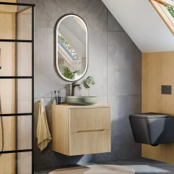 Mobile bagno sospeso 60cm cannettato 2 cassetti rovere Pretty
