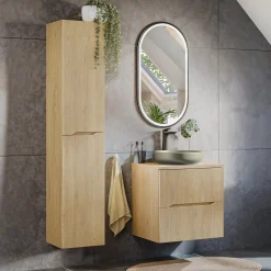 Mobile bagno sospeso 60cm cannettato 2 cassetti rovere Pretty