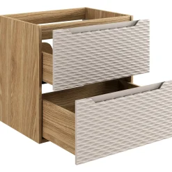 Mobile bagno sospeso 70cm con lavabo da incasso 2 cassetti beige rovere Swim