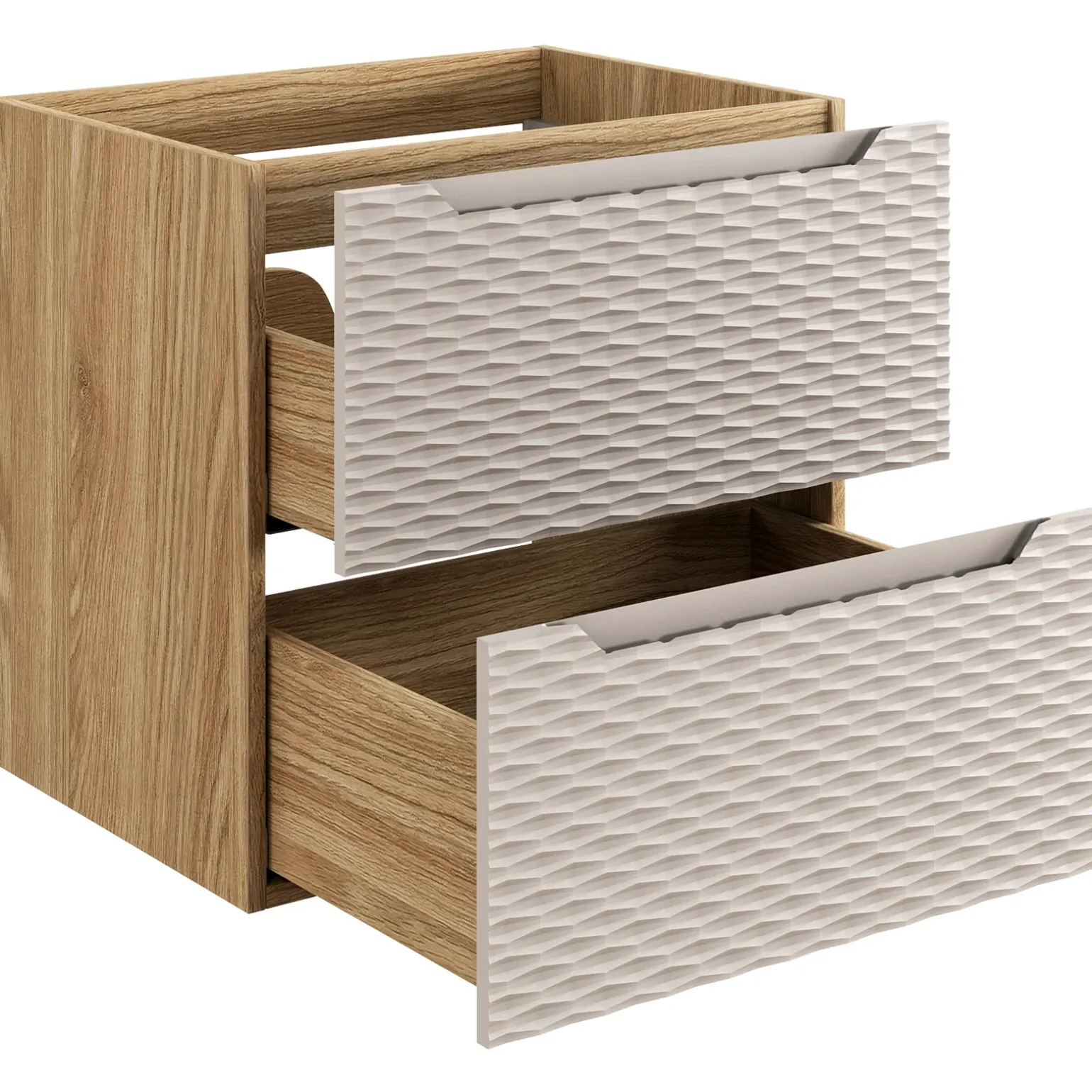Mobile bagno sospeso 70cm con lavabo da incasso 2 cassetti beige rovere Swim