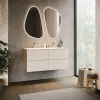 Mobile bagno sospeso 120cm con doppio lavabo da incasso beige rovere Swim
