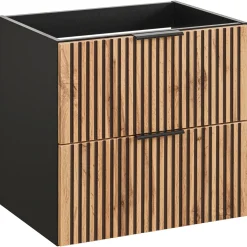 Mobile bagno sospeso 80cm cm 2 cassetti 2 vani quercia antracite Limpid