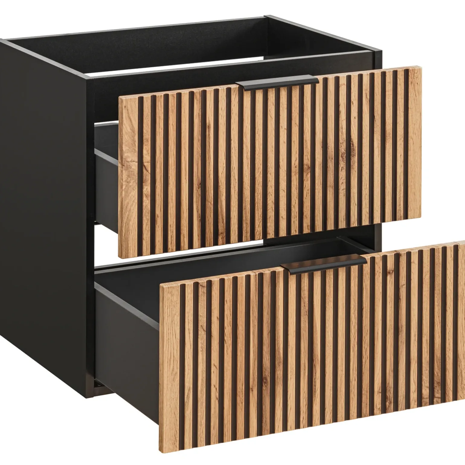Mobile bagno sospeso 80cm cm 2 cassetti 2 vani quercia antracite Limpid