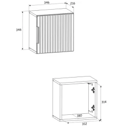 Mobile bagno sospeso 120cm cm con 2 lavabi da incasso, 2 specchi, colonna e cubotti quercia antracite Limpid