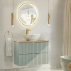 Mobile bagno sospeso 80cm cannettato 2 cassetti verde salvia rovere Greeny
