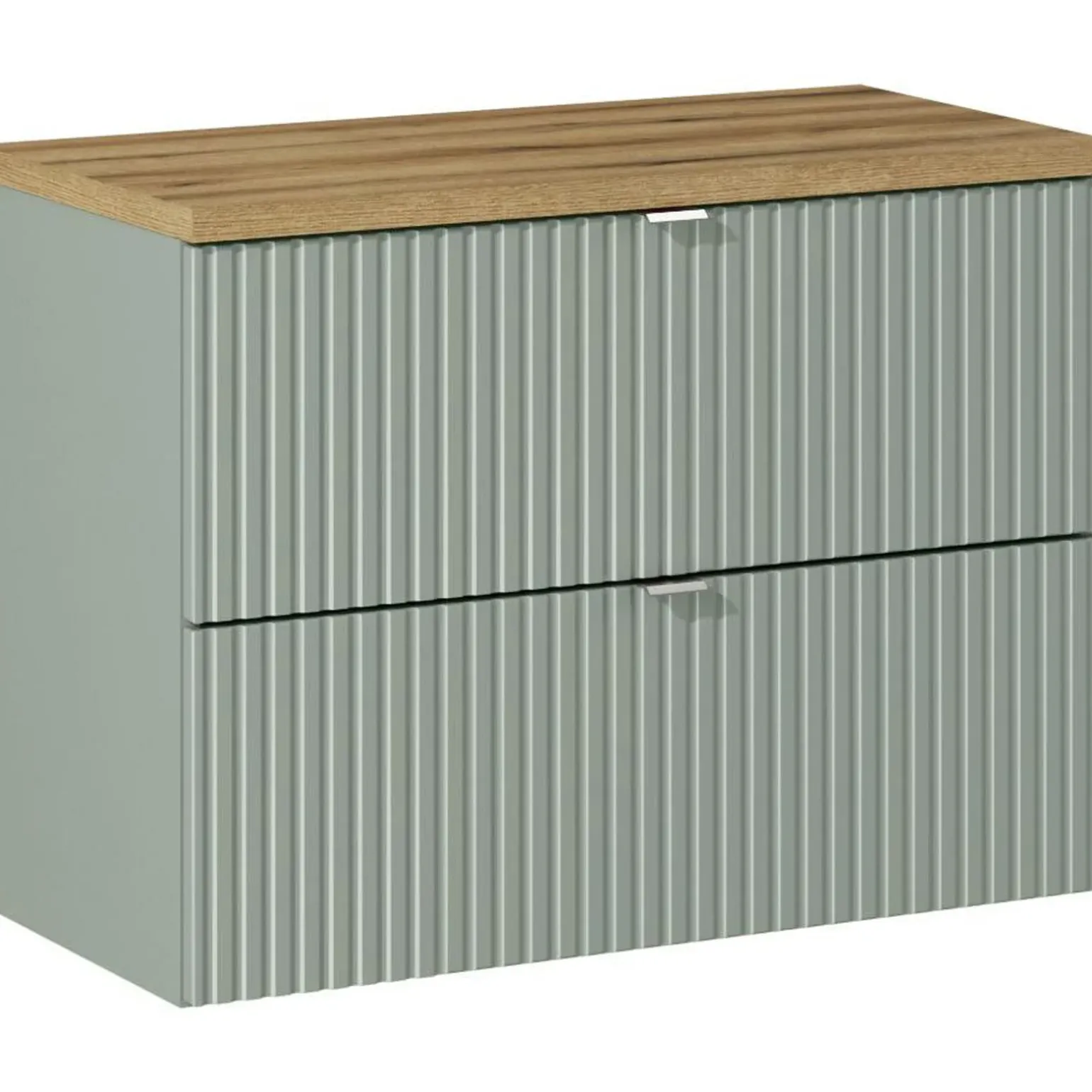 Mobile bagno sospeso 80cm cannettato 2 cassetti verde salvia rovere Greeny