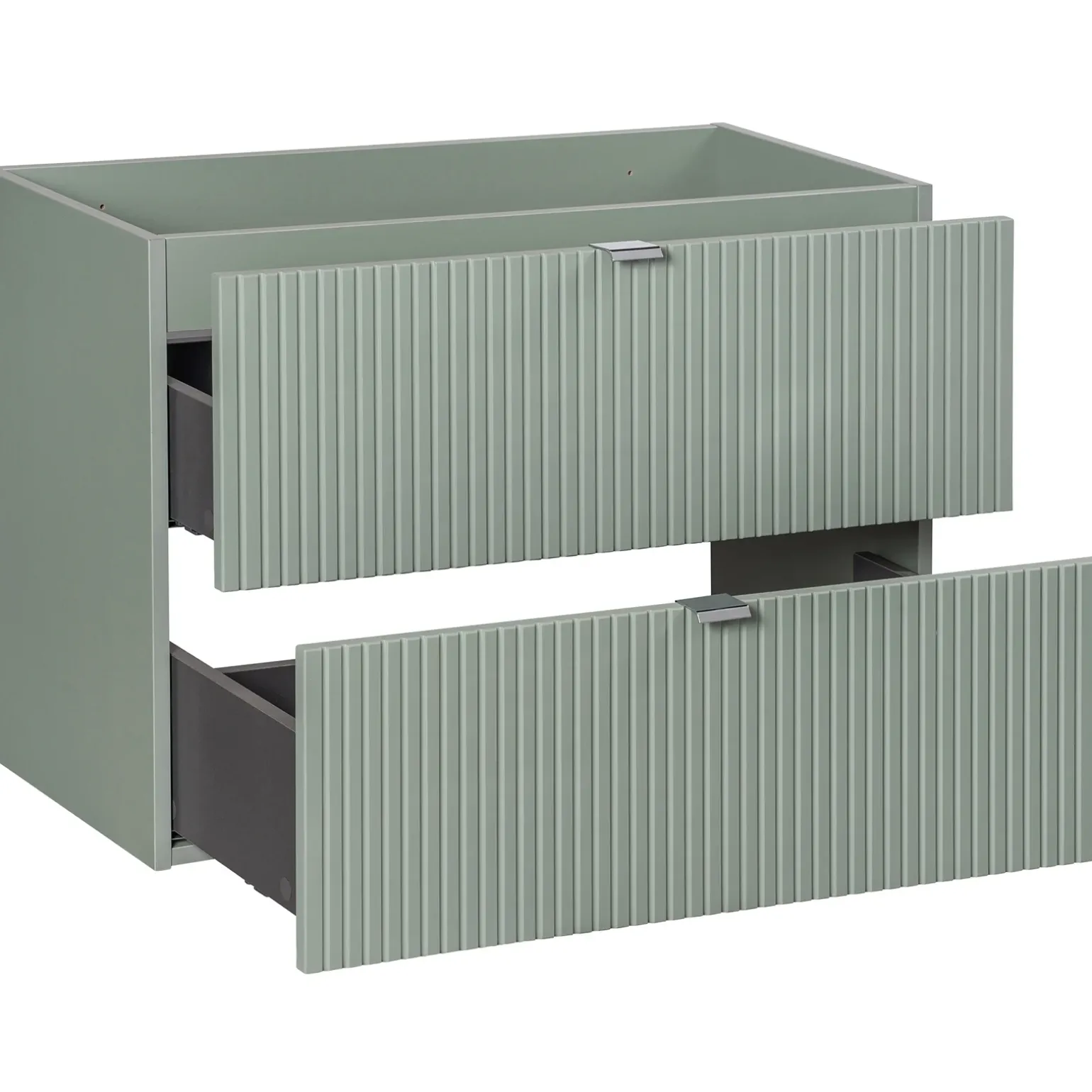Mobile bagno sospeso 80cm cannettato 2 cassetti verde salvia rovere Greeny