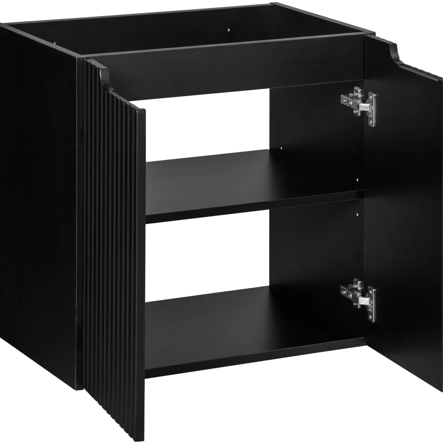 Mobile bagno sospeso 60cm cannettato con lavabo 2 ante nero Cleany