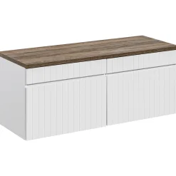 Mobile bagno sospeso 120cm cannettato 2 cassettoni bianco quercia Autentic