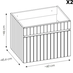 Mobile bagno sospeso 120cm cannettato 2 cassettoni bianco quercia Autentic