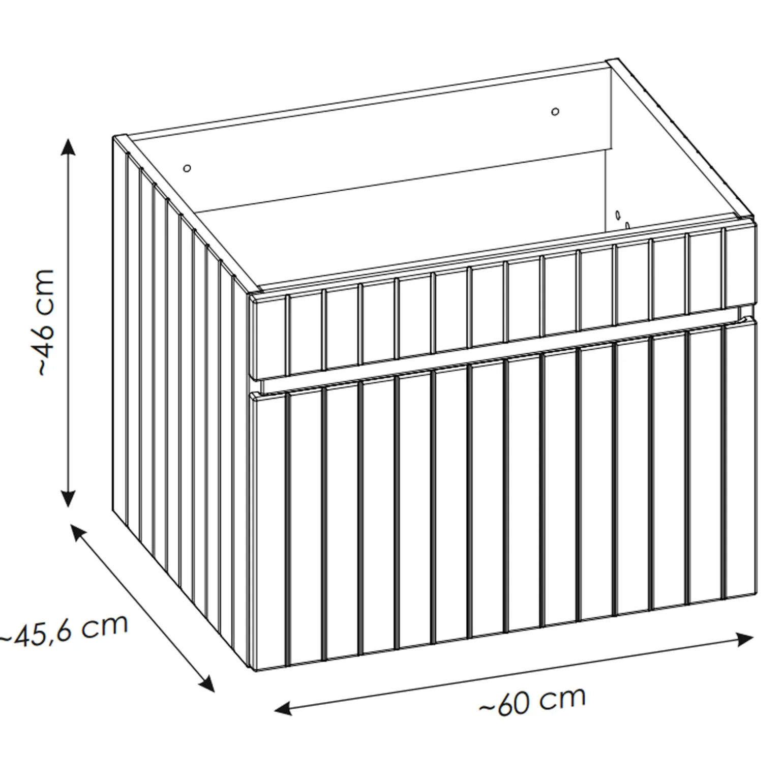 Mobile bagno sospeso 60cm cannettato con lavabo 1 cassettone bianco Autentic