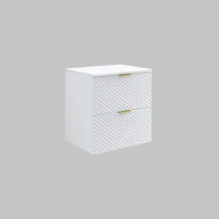 Mobile bagno sospeso 61cm con colonna bianco frontali decorati Konny