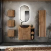 Mobile bagno sospeso 80cm cm con lavabo, specchio, colonna e cubotti quercia antracite Limpid