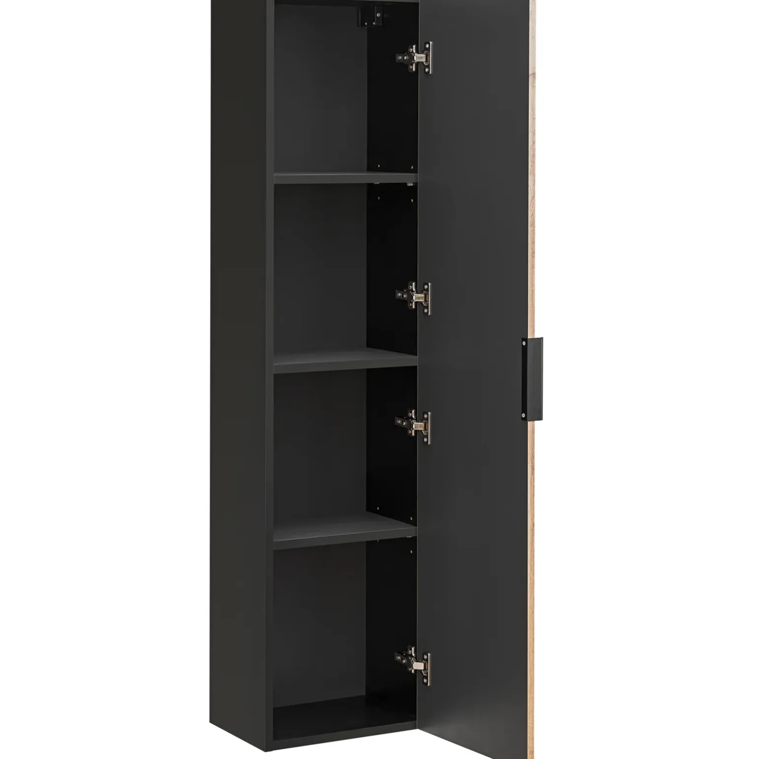 Mobile bagno sospeso 80cm cm con lavabo, specchio, colonna e cubotti quercia antracite Limpid