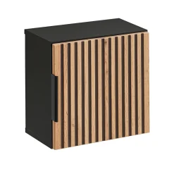 Mobile bagno sospeso 80cm cm con lavabo, specchio, colonna e cubotti quercia antracite Limpid