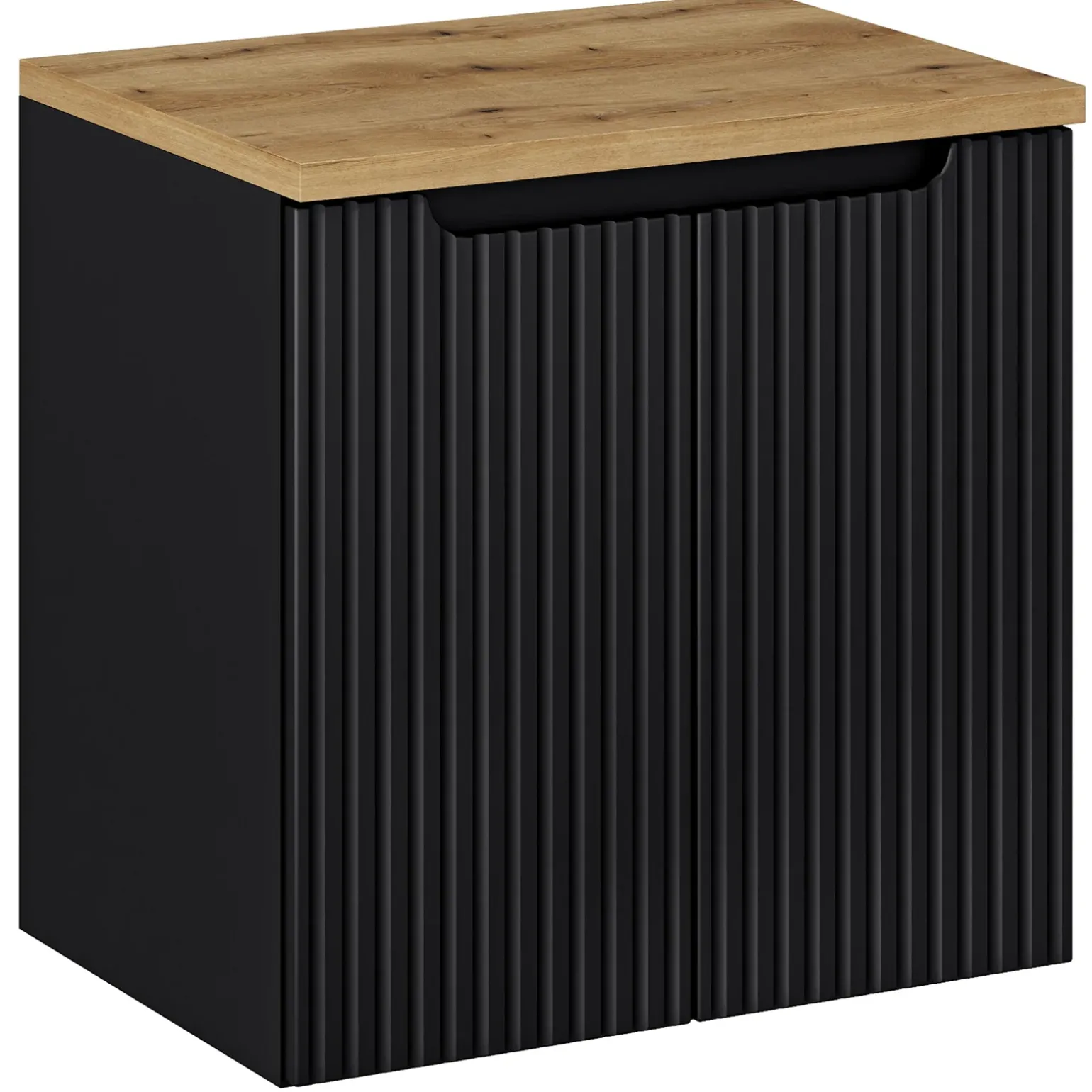 Mobile bagno sospeso 60cm cannettato 2 ante nero rovere Cleany