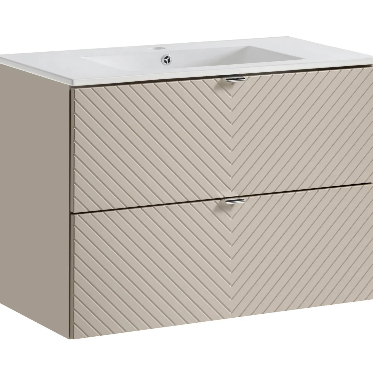 Mobile bagno sospeso 80cm con lavabo 2 cassetti beige cashmere Neutry