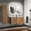 Mobile bagno sospeso 120cm cm con 2 lavabi da incasso, 2 specchi e colonna quercia antracite Limpid