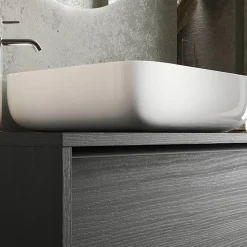 Mobile bagno sospeso 92cm con lavabo e specchio nero frassinato Absolut