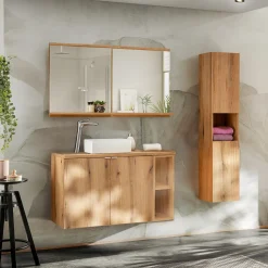 Mobile bagno sospeso 80cm con colonna rovere Rovery