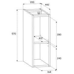 Mobile bagno sospeso 80cm cannettato 2 cassetti e vani beige rovere Cleany
