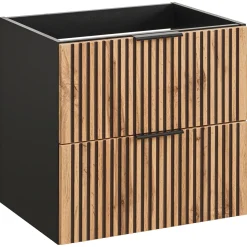 Mobile bagno sospeso 60cm cm con lavabo nero da incasso quercia antracite Limpid