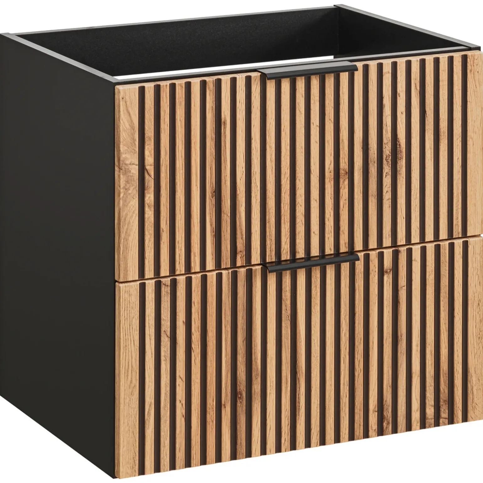 Mobile bagno sospeso 60cm cm con lavabo nero da incasso quercia antracite Limpid