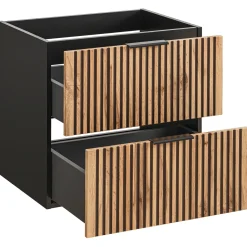 Mobile bagno sospeso 60cm cm con lavabo nero da incasso quercia antracite Limpid