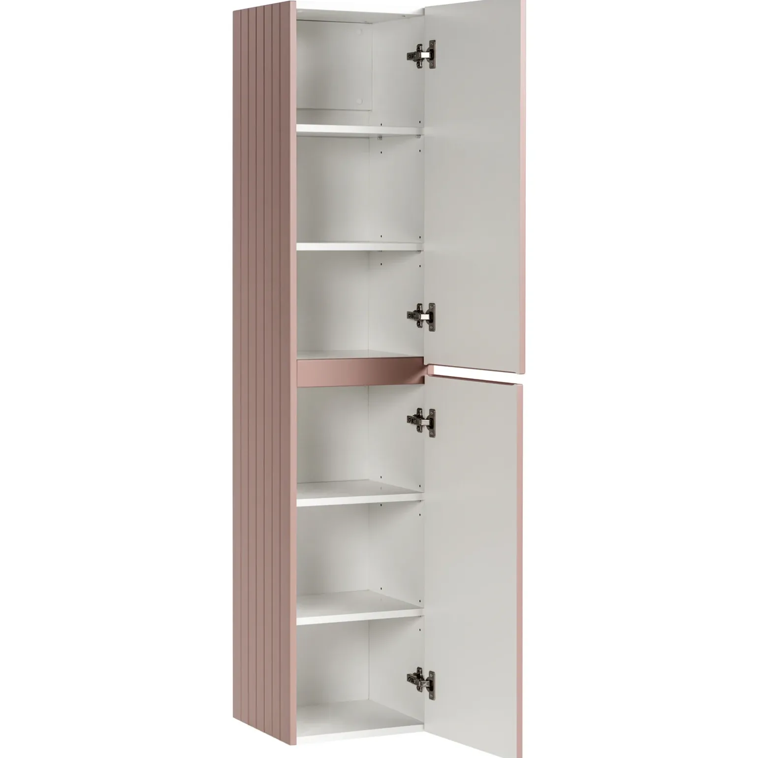 Mobile bagno sospeso 160cm cannettato con 2 lavabi, colonna e specchio rosa Autentic