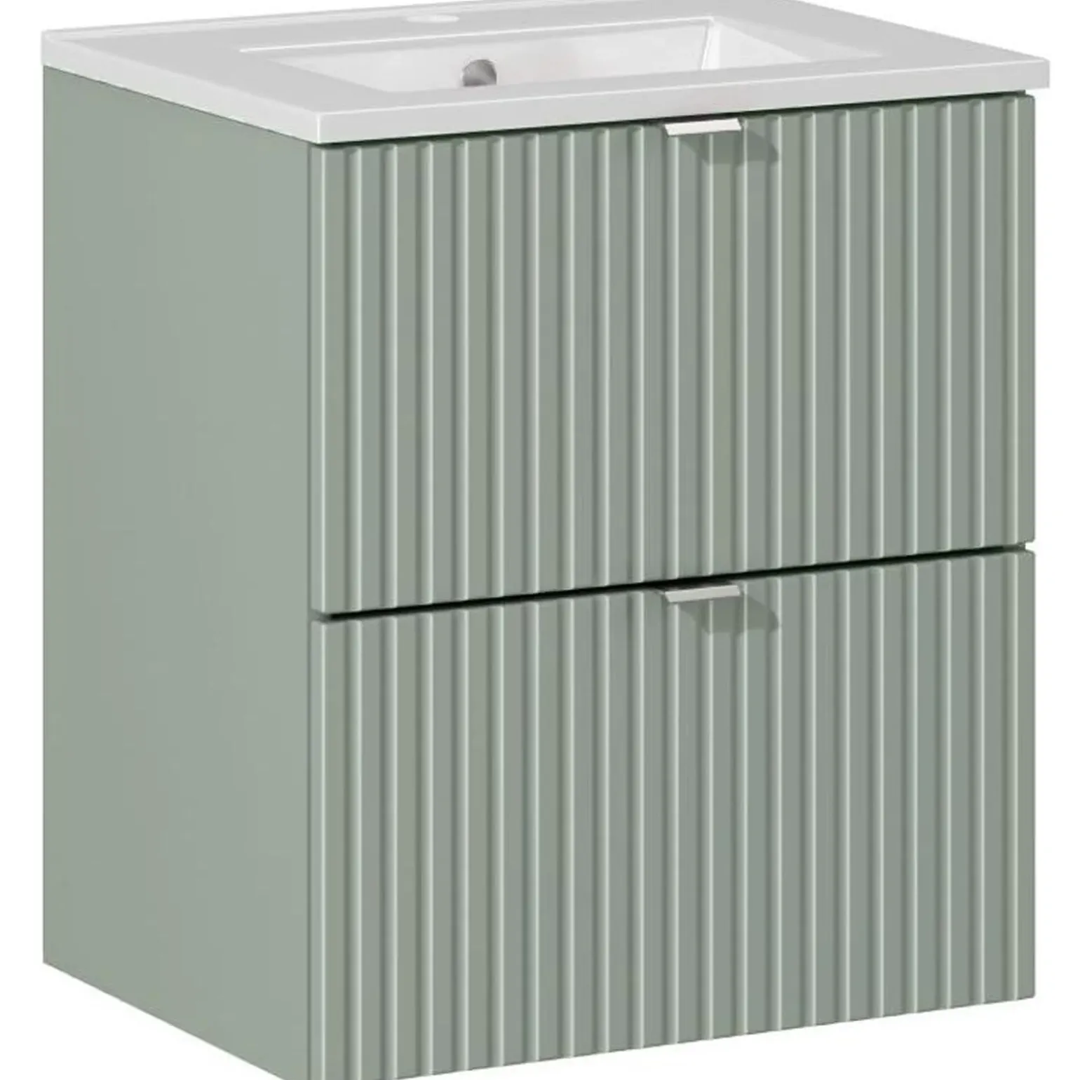 Mobile bagno sospeso 50cm cannettato con lavabo 2 cassetti verde salvia Greeny