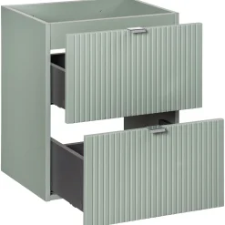 Mobile bagno sospeso 50cm cannettato con lavabo 2 cassetti verde salvia Greeny