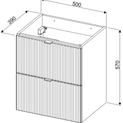 Mobile bagno sospeso 50cm cannettato con lavabo 2 cassetti verde salvia Greeny