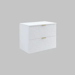 Mobile bagno sospeso 80cm con colonna bianco frontali decorati Konny