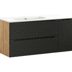 Mobile bagno sospeso 120cm con lavabo da incasso nero rovere Swim