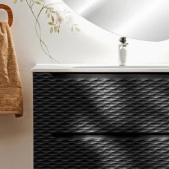 Mobile bagno sospeso 120cm con lavabo da incasso nero rovere Swim