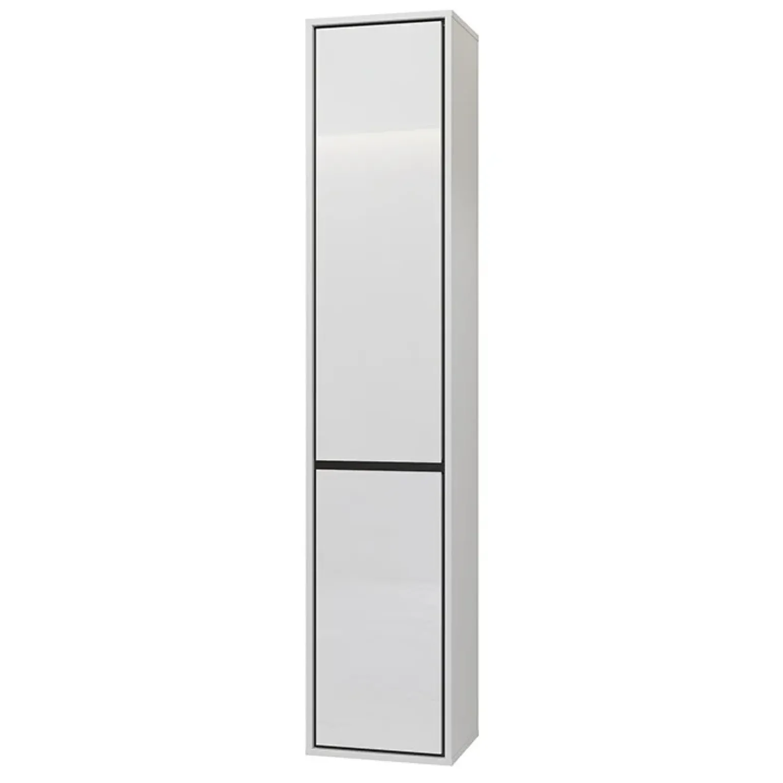 Mobile bagno sospeso 78cm con specchio e colonna bianco lucido nero Linda