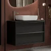 Mobile bagno sospeso 79cm con lavabo 2 cassetti nero frassinato Absolut