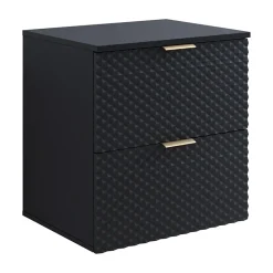 Mobile bagno sospeso 61cm con colonna nero frontali decorati Konny